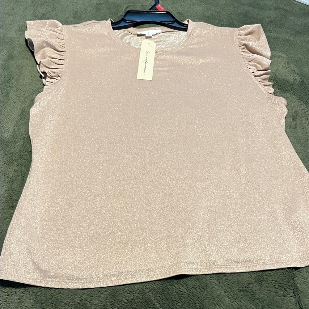 Chic Beige Ruffle Sleeve Blouse